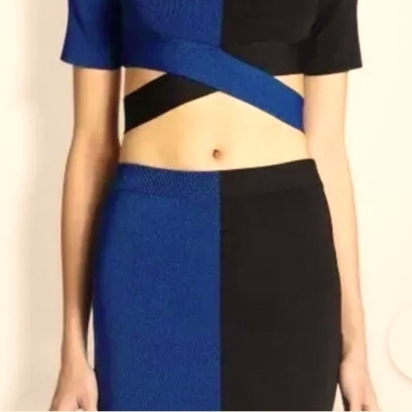 Luxury Alexander Wang Minimalist Designer Collection Colorblock Skirt Blue Black - Picture 6 of 15